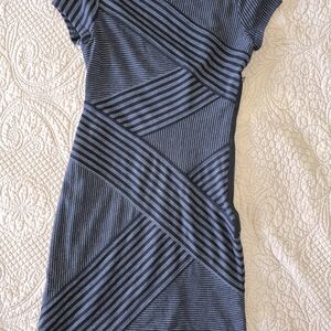 BCBGMaxAzria Navy Striped Midi Dress